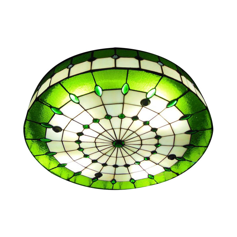 Tiffany-Style Ceiling Light For Bedroom With Jewel Decoration Green / 12