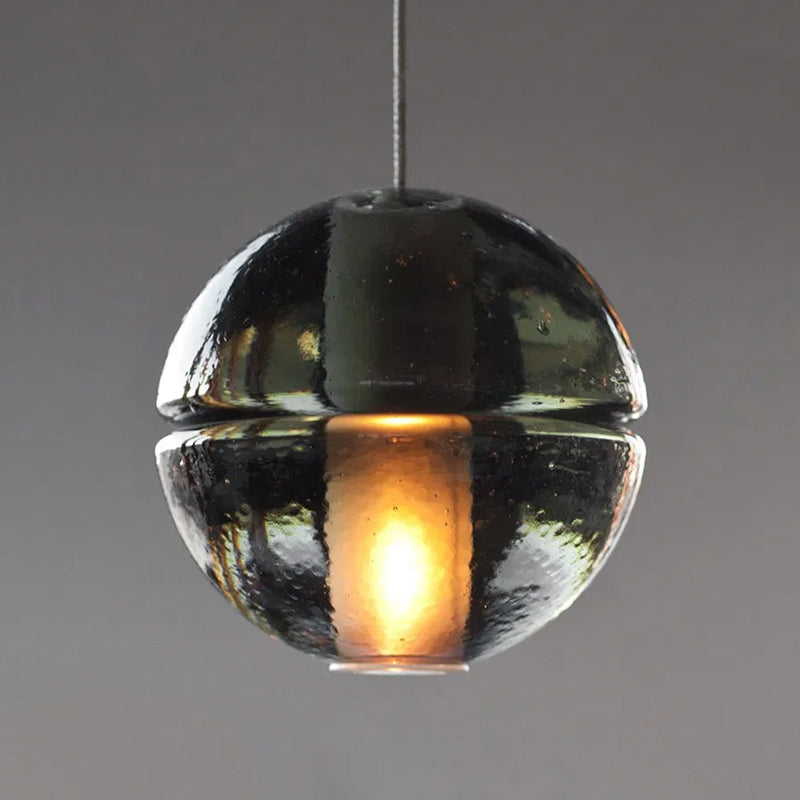 Contemporary Glass Round Ceiling Light - 1 Head Pendant for Bedroom