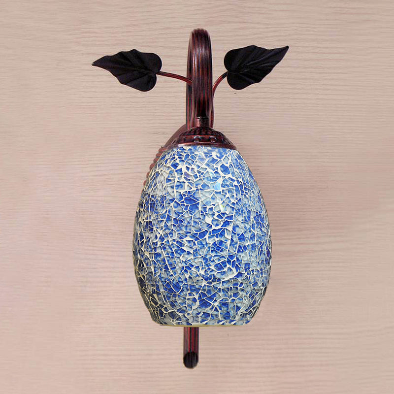 Blue Glass Wall Lamp Mediterranean Sconce Light Fixture For Dining Room