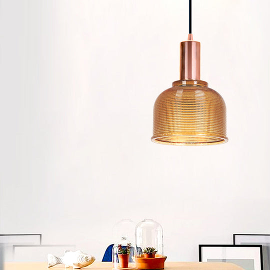 Modern Amber/Clear Glass Dome Pendant Light - Stylish Lighting For Living Rooms