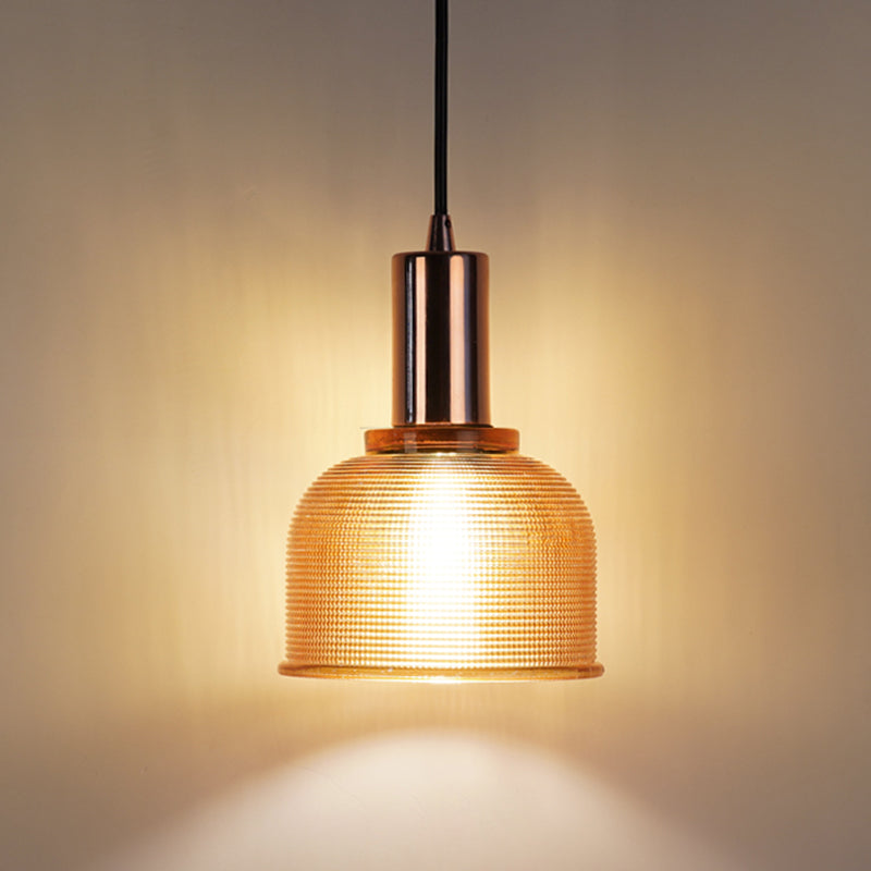 Modern Amber/Clear Glass Dome Pendant Light - Stylish Lighting For Living Rooms