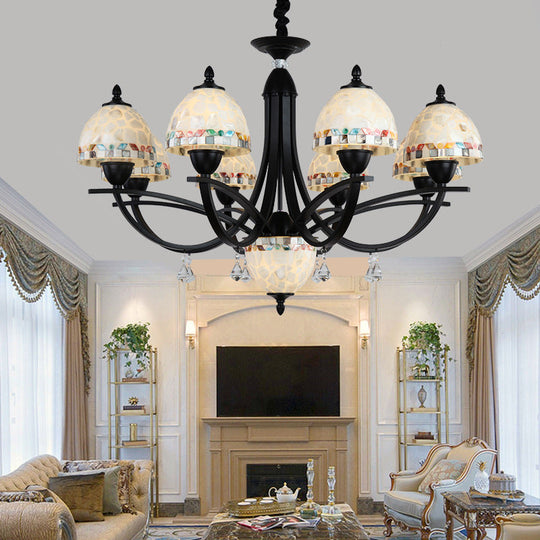 Baroque White Dome Chandelier - Hand Cut Glass, 4/7/9 Lights - Elegant Suspension Lamp