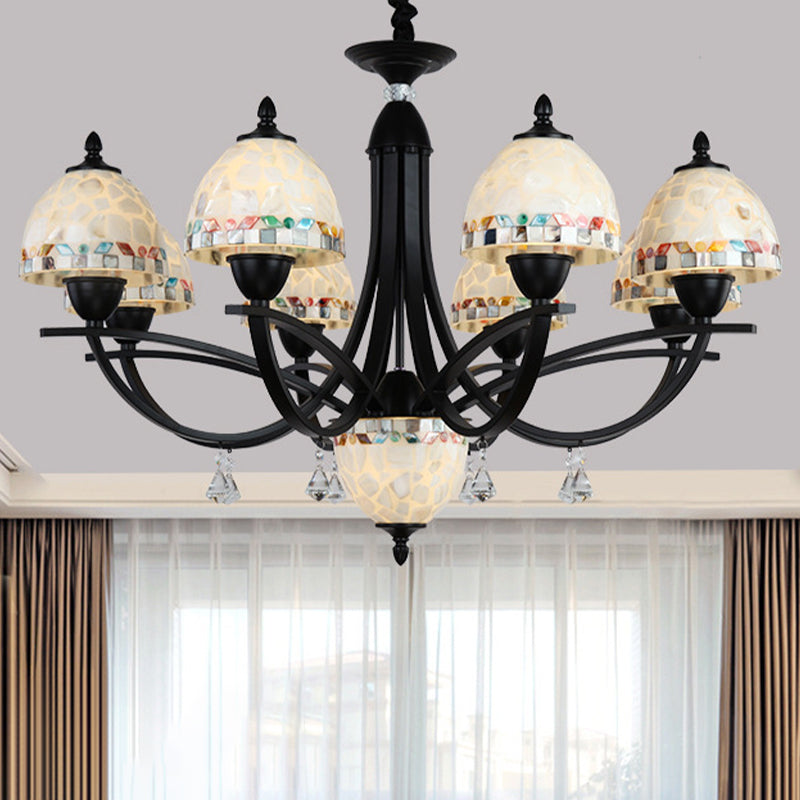 Baroque Hand Cut Glass Chandelier - White Dome Lighting Fixture (4/7/9 Lights)