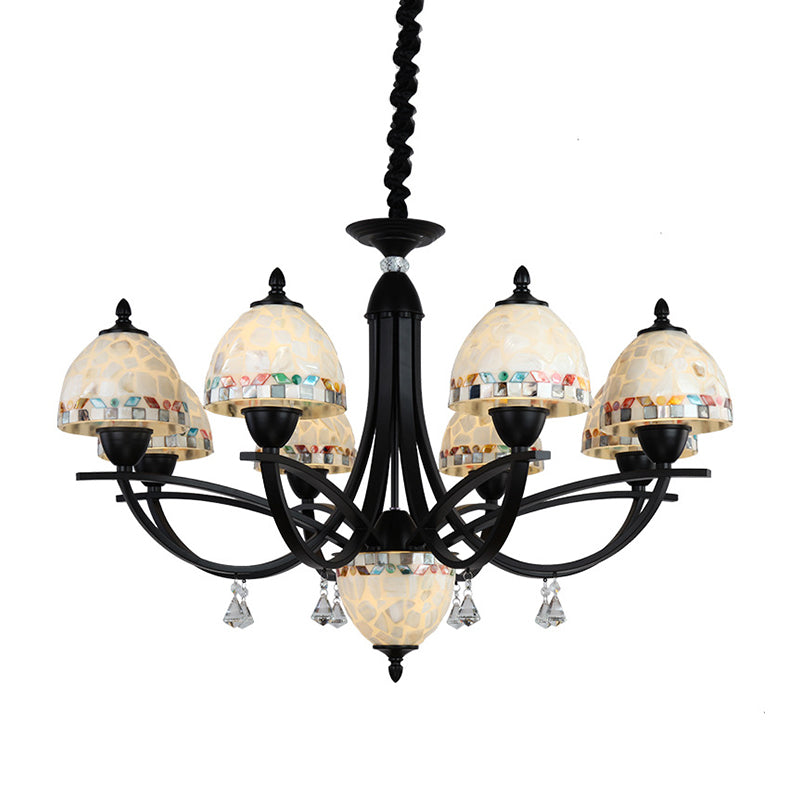 Baroque White Dome Chandelier - Hand Cut Glass, 4/7/9 Lights - Elegant Suspension Lamp