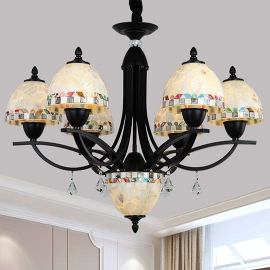 Baroque White Dome Chandelier - Hand Cut Glass, 4/7/9 Lights - Elegant Suspension Lamp