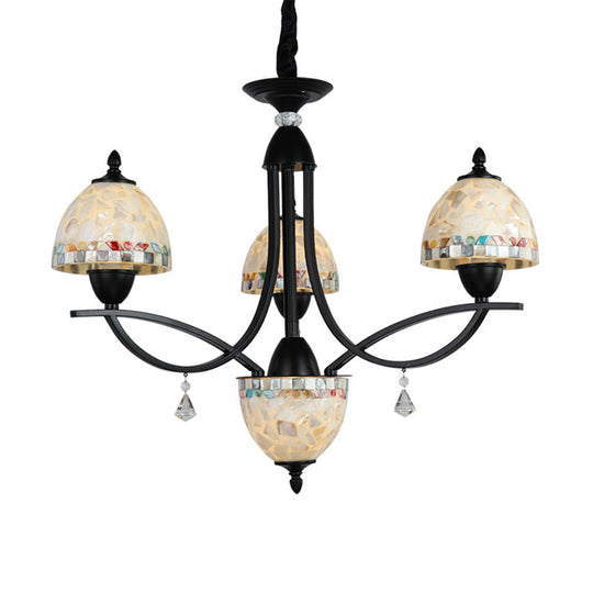 Baroque White Dome Chandelier - Hand Cut Glass, 4/7/9 Lights - Elegant Suspension Lamp