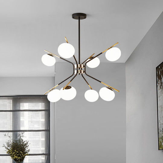 Sputnik Pendant Chandelier: Modern Metal 8-Light Black And Gold Ceiling Lamp With Frosted Glass