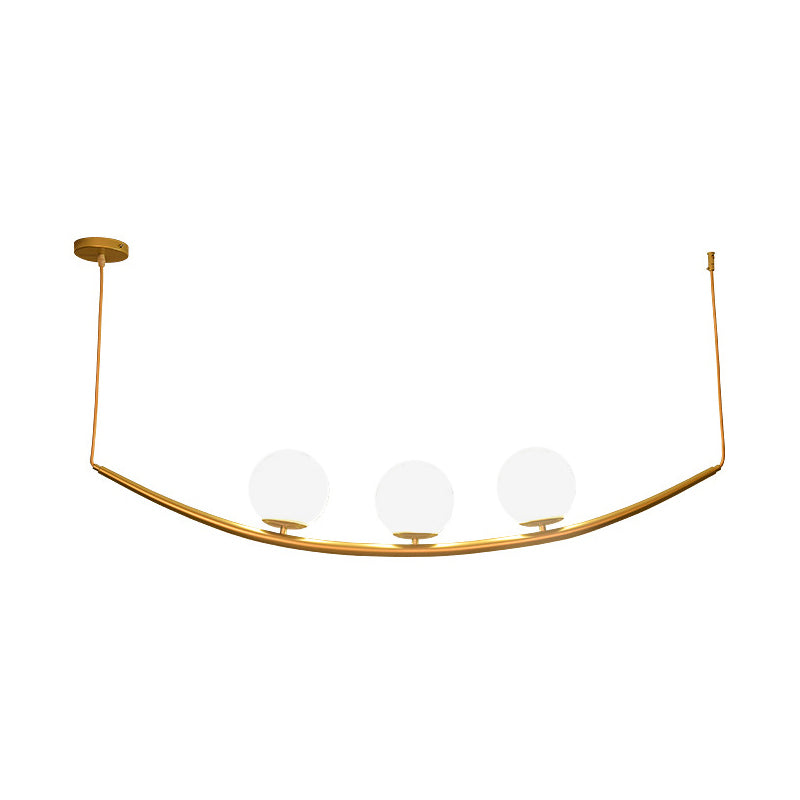 Gold Finish Dining Room Chandelier With Modernist Design And Milk Glass Shade