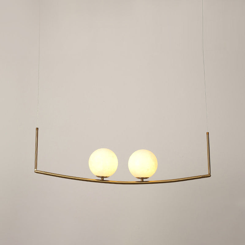 Modernist Opal Frosted Glass Led Ceiling Light With 2 Bulbs - Gold Chandelier