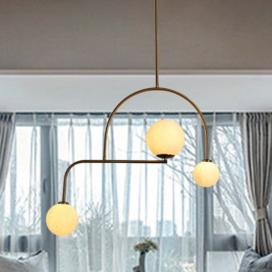 Modern Global Bedroom Chandelier - White/Yellow Frosted Glass Led Hanging Light Kit 3 Bulbs