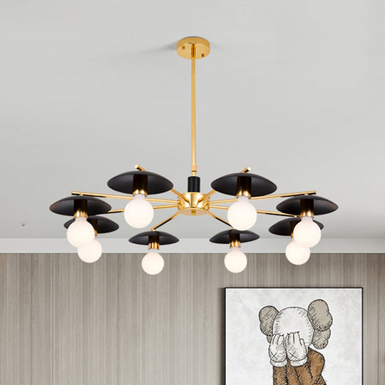 Modernist Metal Radial Chandelier with 6/8 Black and Gold Heads - Stylish Ceiling Pendant Lamp for Living Room