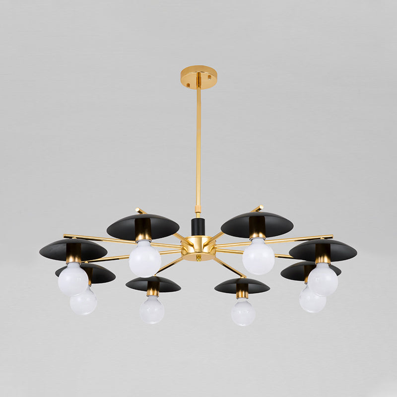 Modernist Metal Radial Chandelier with 6/8 Black and Gold Heads - Stylish Ceiling Pendant Lamp for Living Room