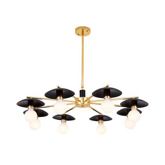 Modernist Metal Radial Hanging Chandelier - 6/8 Heads Black & Gold Ceiling Pendant Lamp For Living