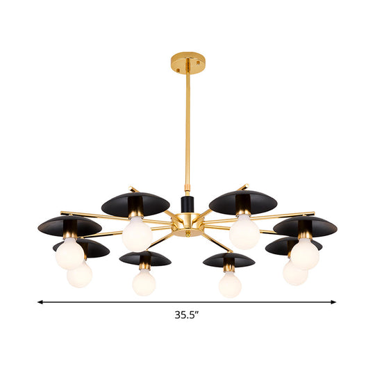 Modernist Metal Radial Chandelier with 6/8 Black and Gold Heads - Stylish Ceiling Pendant Lamp for Living Room