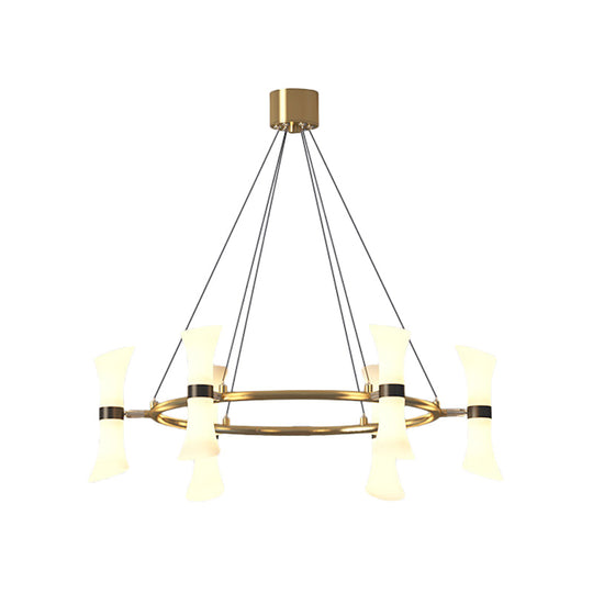 Modern 6-Head Gold Chandelier with Frosted Glass Shade