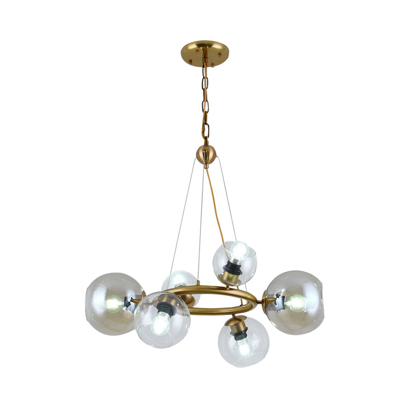 Contemporary Gold Pendant Chandelier - Clear Glass, 6/9 Heads