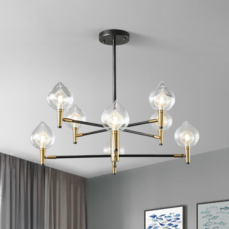 Modern Teardrop Glass Chandelier With Black And Gold Finish - 6/8 Heads For Ceiling 8 / Black-Gold