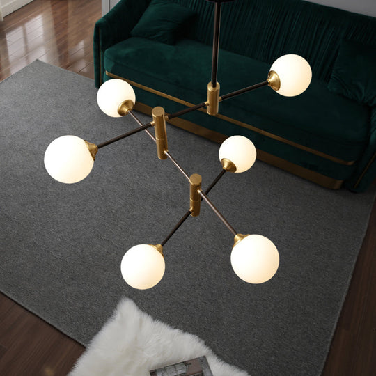 Contemporary Glass Bubble Chandelier With 6 Bulbs - Dining Room Ceiling Lamp