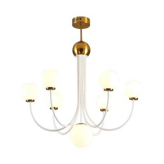 Contemporary Gold Glass Spherical Ceiling Chandelier With 5/7 Bulbs