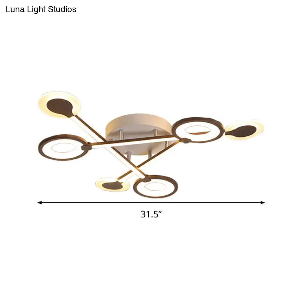 31.5/39 Crossed Ceiling Lighting: Modern Acrylic Led Black Flush Lamp (Warm/White Light)