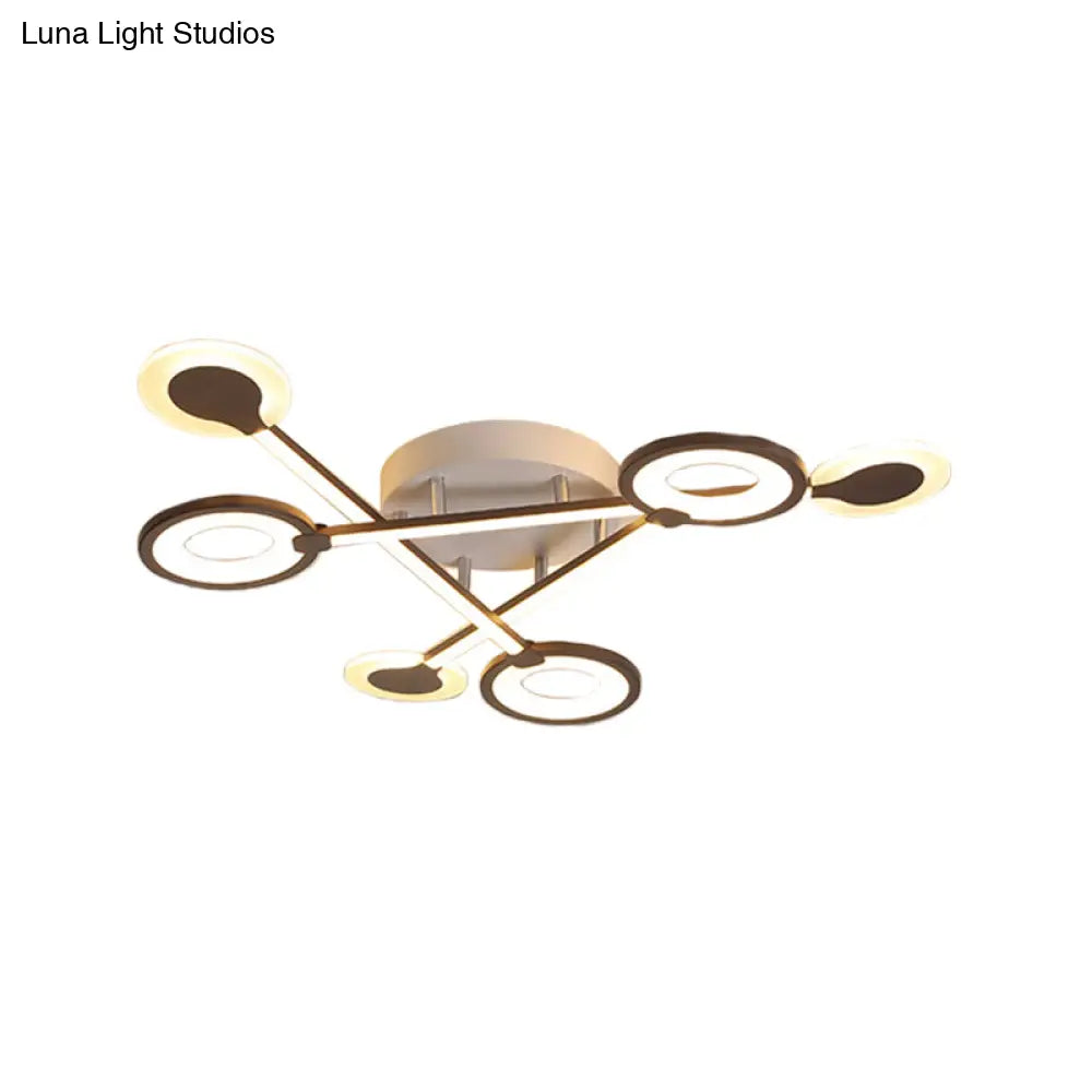 31.5’/39’ Crossed Ceiling Lighting: Modern Acrylic Led Black Flush Lamp (Warm/White Light)