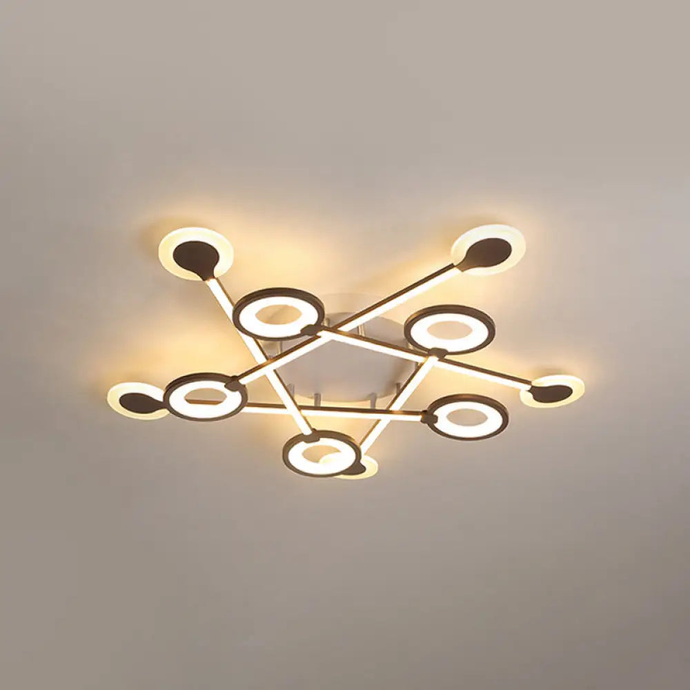 31.5’/39’ Crossed Ceiling Lighting: Modern Acrylic Led Black Flush Lamp (Warm/White Light) /