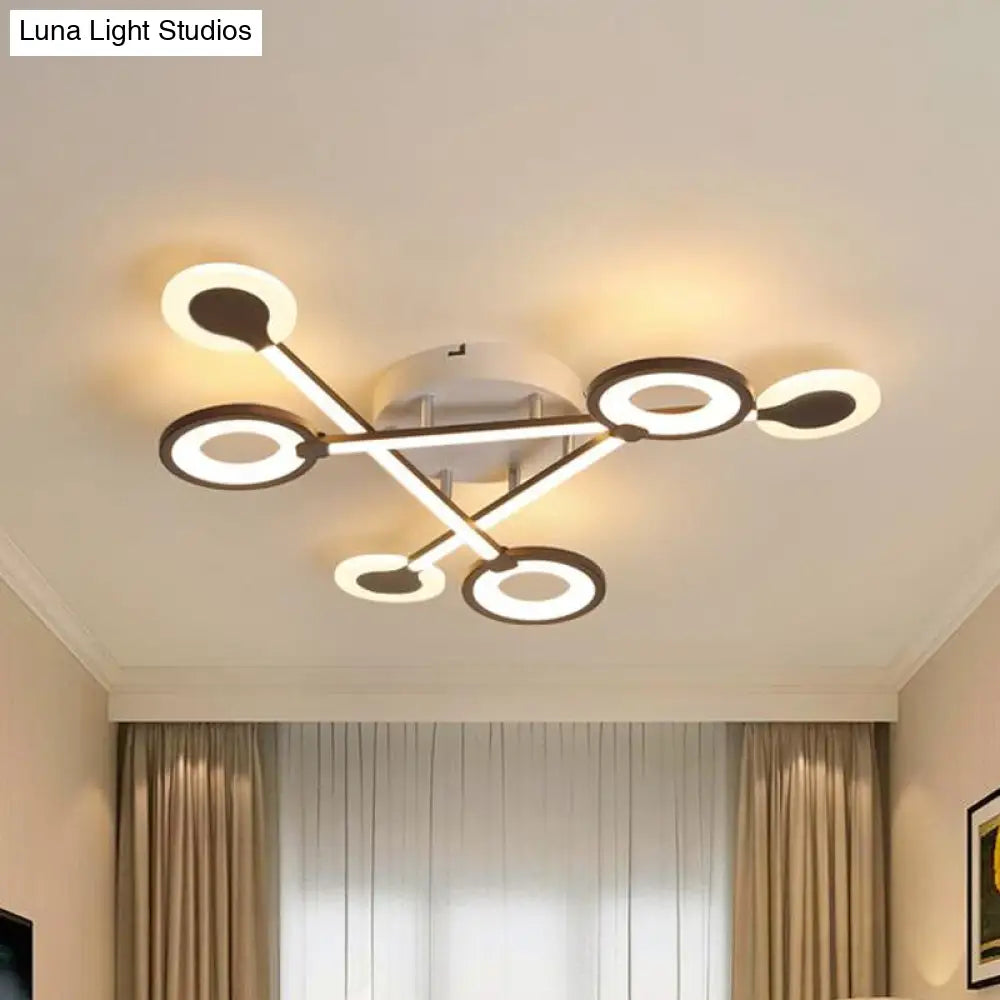31.5’/39’ Crossed Ceiling Lighting: Modern Acrylic Led Black Flush Lamp (Warm/White Light)