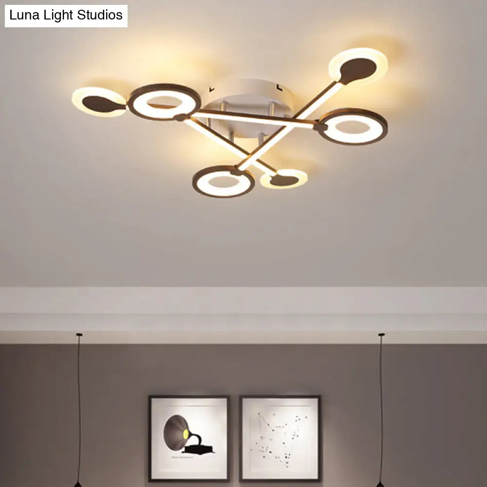 31.5/39 Crossed Ceiling Lighting: Modern Acrylic Led Black Flush Lamp (Warm/White Light) / 31.5 Warm