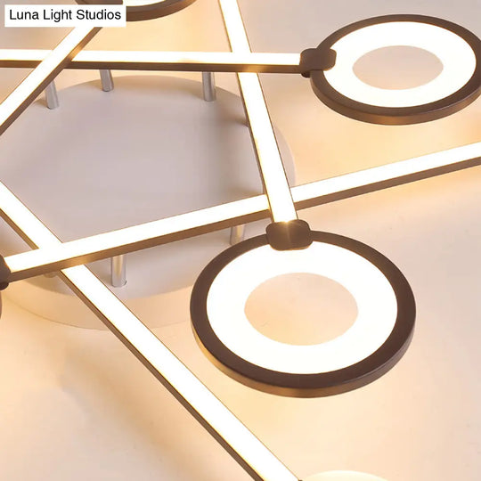 31.5’/39’ Crossed Ceiling Lighting: Modern Acrylic Led Black Flush Lamp (Warm/White Light)