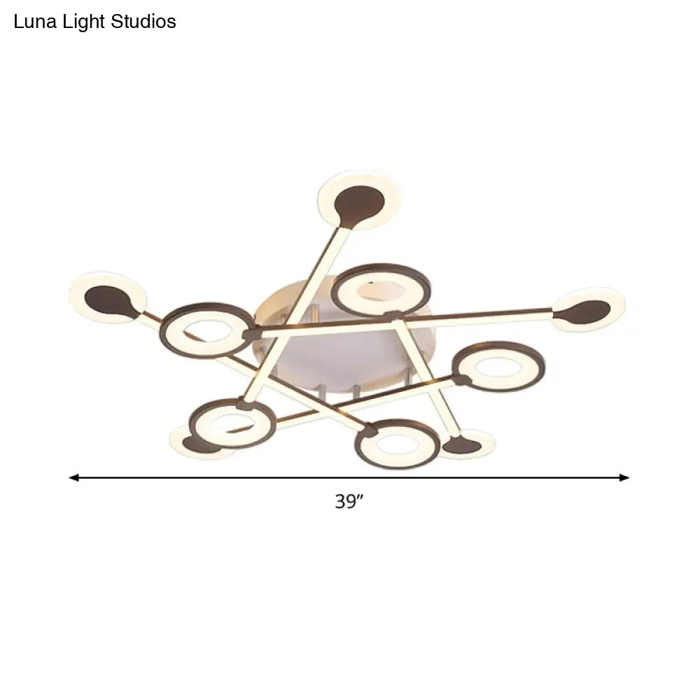 31.5’/39’ Crossed Ceiling Lighting: Modern Acrylic Led Black Flush Lamp (Warm/White Light)