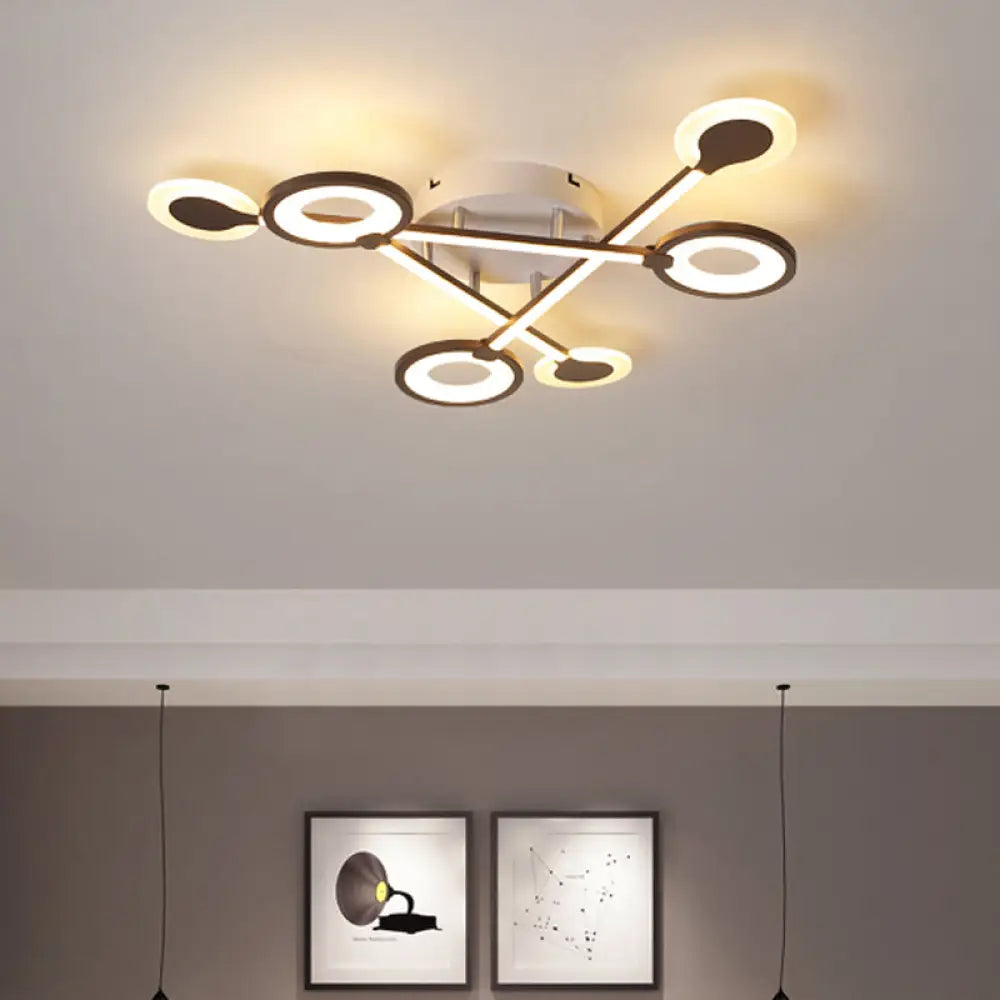 31.5’/39’ Crossed Ceiling Lighting: Modern Acrylic Led Black Flush Lamp (Warm/White Light) /