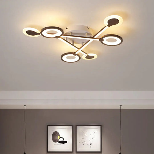 31.5’/39’ Crossed Ceiling Lighting: Modern Acrylic Led Black Flush Lamp (Warm/White Light) /