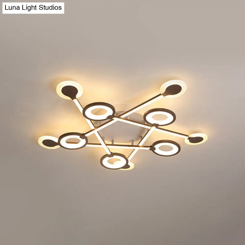 31.5/39 Crossed Ceiling Lighting: Modern Acrylic Led Black Flush Lamp (Warm/White Light) / 39 Warm