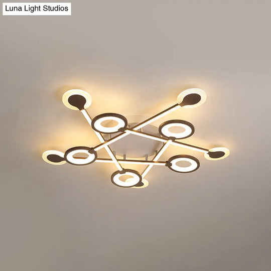 31.5/39 Crossed Ceiling Lighting: Modern Acrylic Led Black Flush Lamp (Warm/White Light) / 39 Warm