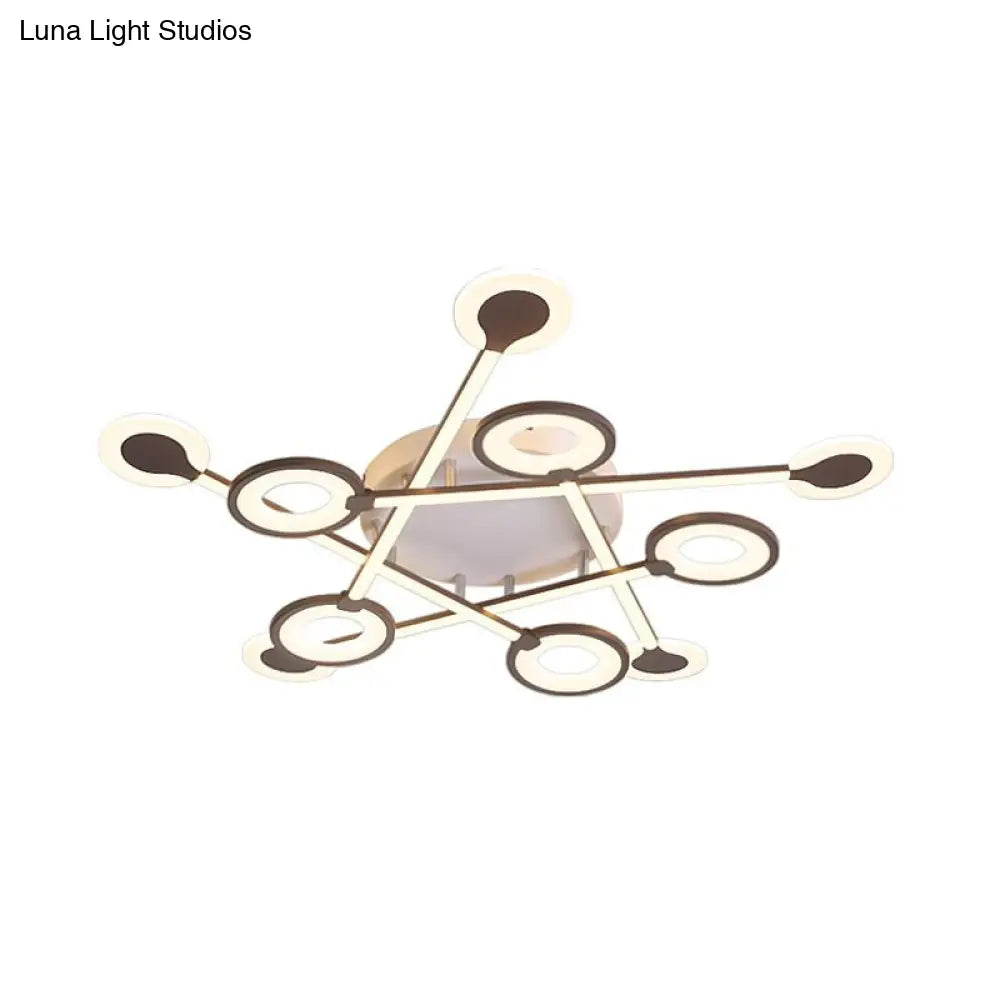 31.5/39 Crossed Ceiling Lighting: Modern Acrylic Led Black Flush Lamp (Warm/White Light)