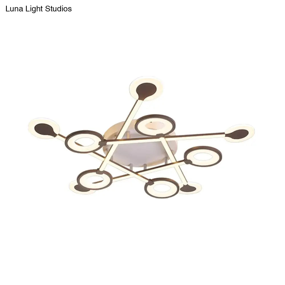 31.5’/39’ Crossed Ceiling Lighting: Modern Acrylic Led Black Flush Lamp (Warm/White Light)