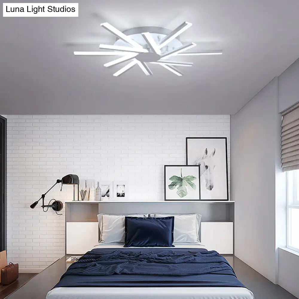 31.5/39 Led Living Room Ceiling Light White Semi Flush Fixture With Spiral Acrylic Shade In