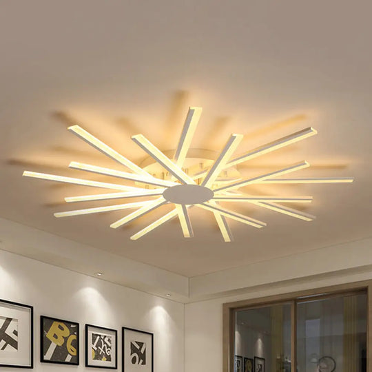 31.5’/39’ Led Living Room Ceiling Light White Semi Flush Fixture With Spiral Acrylic Shade In