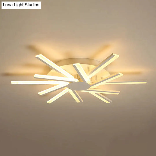 31.5’/39’ Led Living Room Ceiling Light White Semi Flush Fixture With Spiral Acrylic Shade In