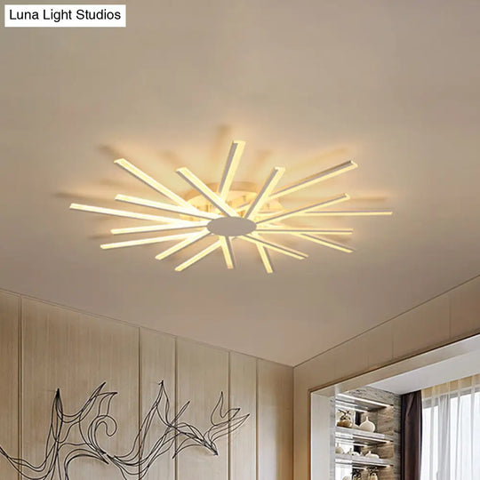 31.5’/39’ Led Living Room Ceiling Light White Semi Flush Fixture With Spiral Acrylic Shade In