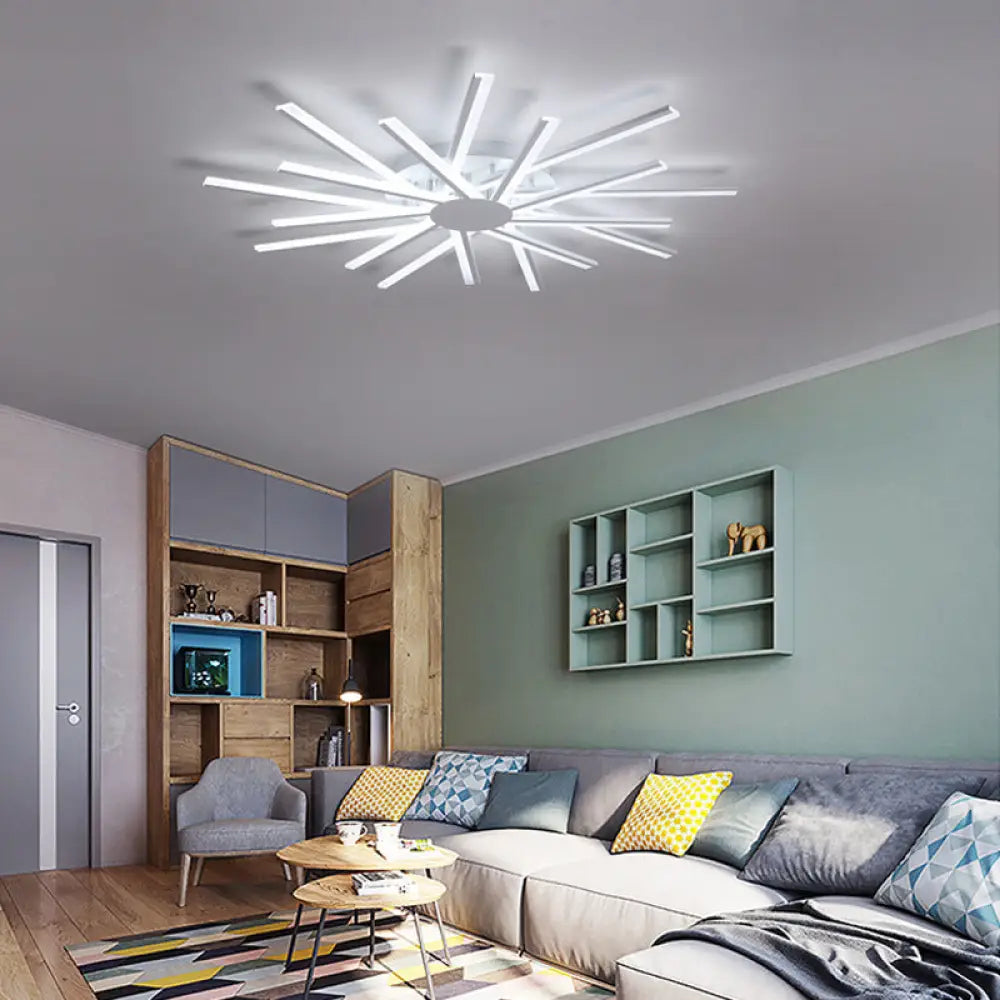 31.5’/39’ Led Living Room Ceiling Light White Semi Flush Fixture With Spiral Acrylic Shade In