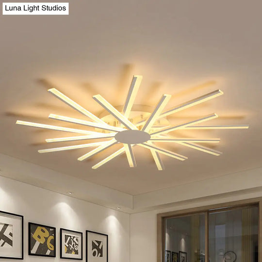 31.5/39 Led Living Room Ceiling Light White Semi Flush Fixture With Spiral Acrylic Shade In