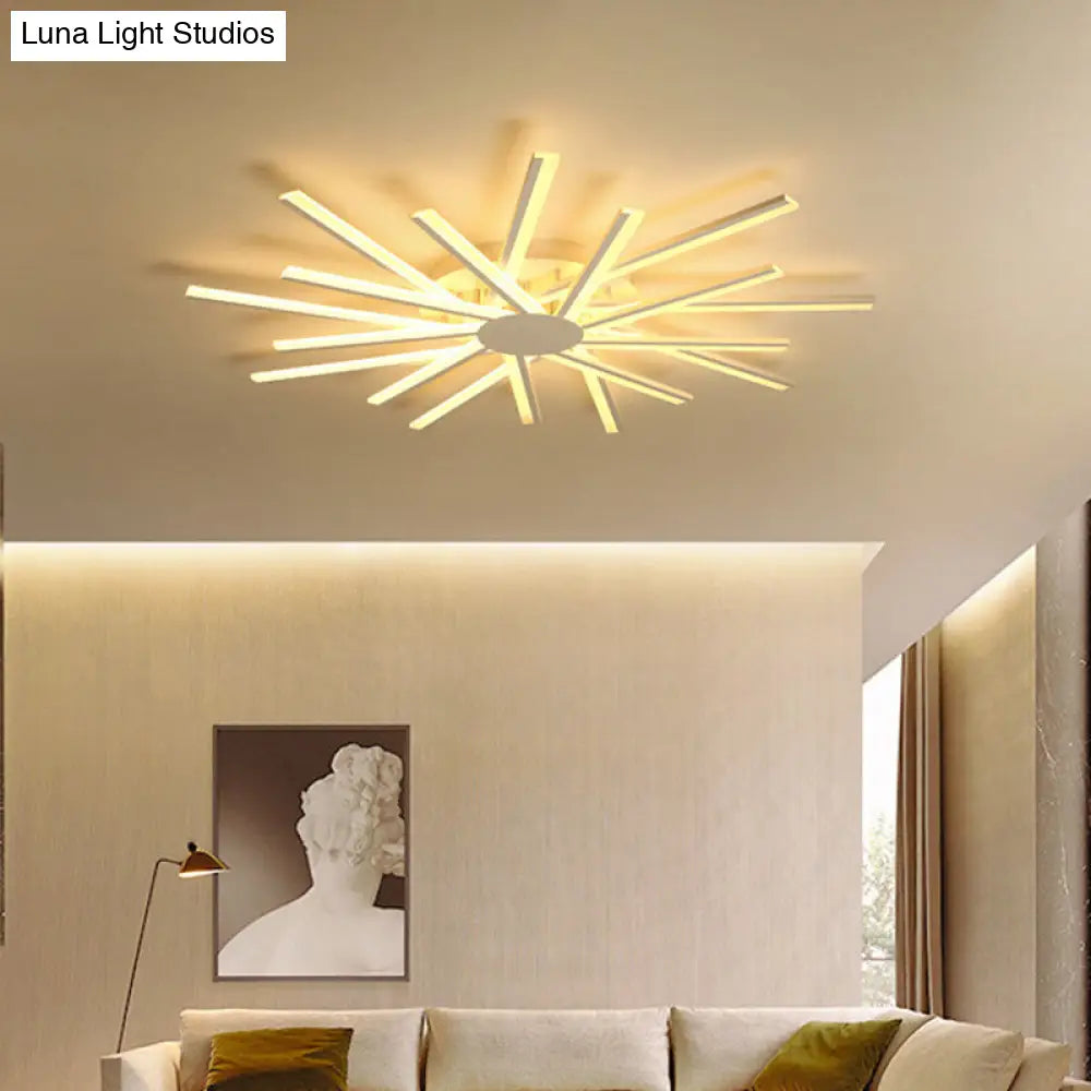 31.5/39 Led Living Room Ceiling Light White Semi Flush Fixture With Spiral Acrylic Shade In