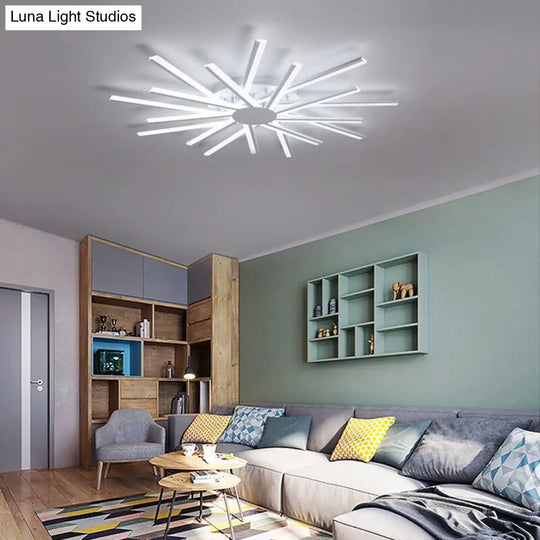 31.5/39 Led Living Room Ceiling Light White Semi Flush Fixture With Spiral Acrylic Shade In