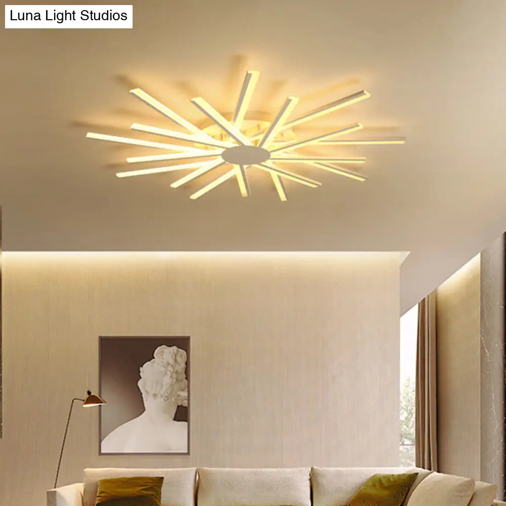 31.5’/39’ Led Living Room Ceiling Light White Semi Flush Fixture With Spiral Acrylic Shade In