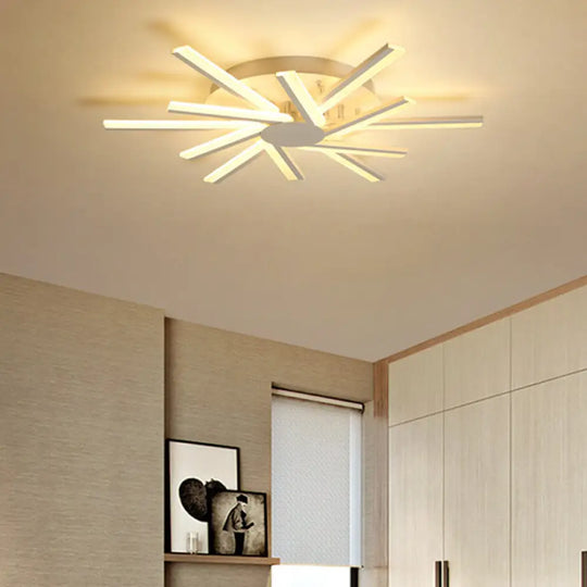 31.5’/39’ Led Living Room Ceiling Light White Semi Flush Fixture With Spiral Acrylic Shade In