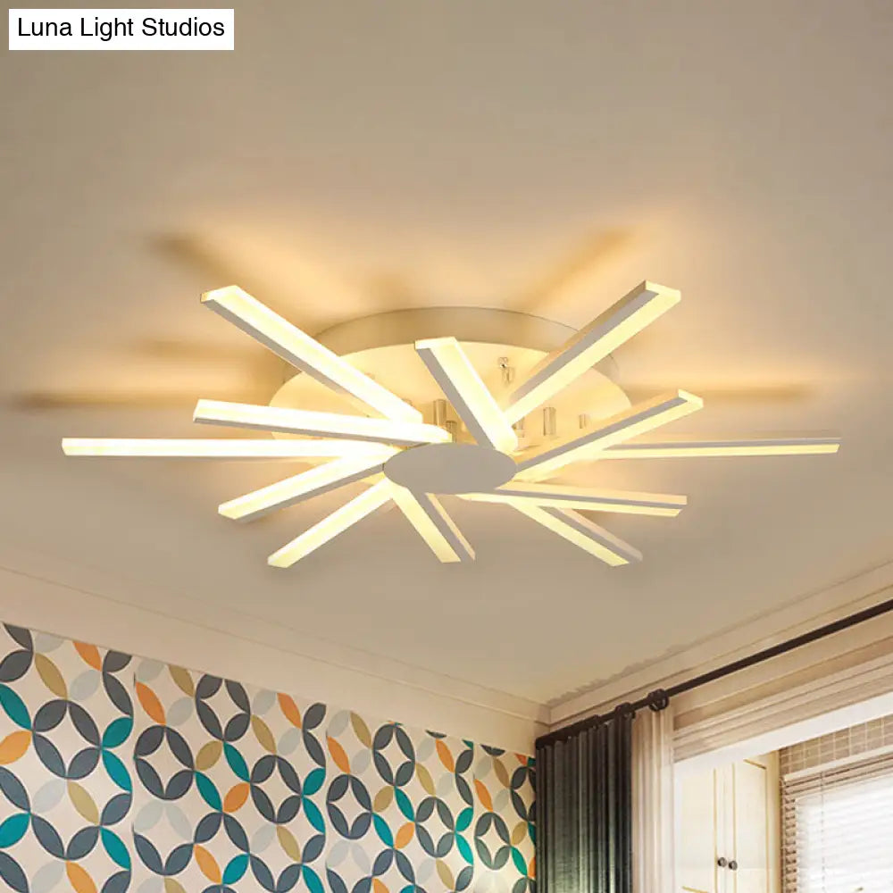 31.5’/39’ Led Living Room Ceiling Light White Semi Flush Fixture With Spiral Acrylic Shade In