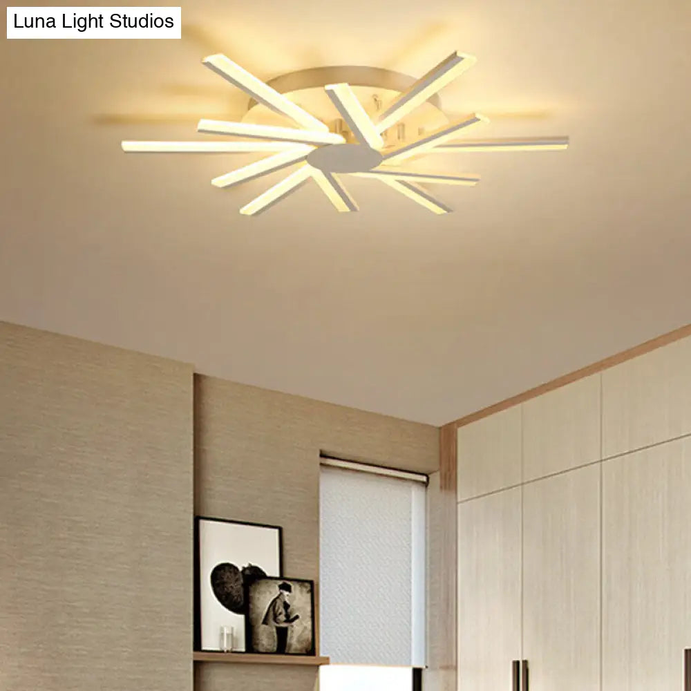 31.5/39 Led Living Room Ceiling Light White Semi Flush Fixture With Spiral Acrylic Shade In