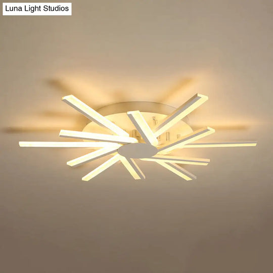 31.5/39 Led Living Room Ceiling Light White Semi Flush Fixture With Spiral Acrylic Shade In