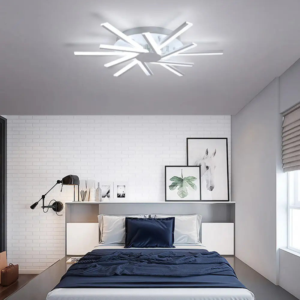 31.5’/39’ Led Living Room Ceiling Light White Semi Flush Fixture With Spiral Acrylic Shade In